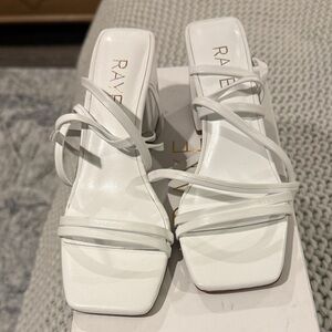 RAYE Elegant White Strappy Heels
